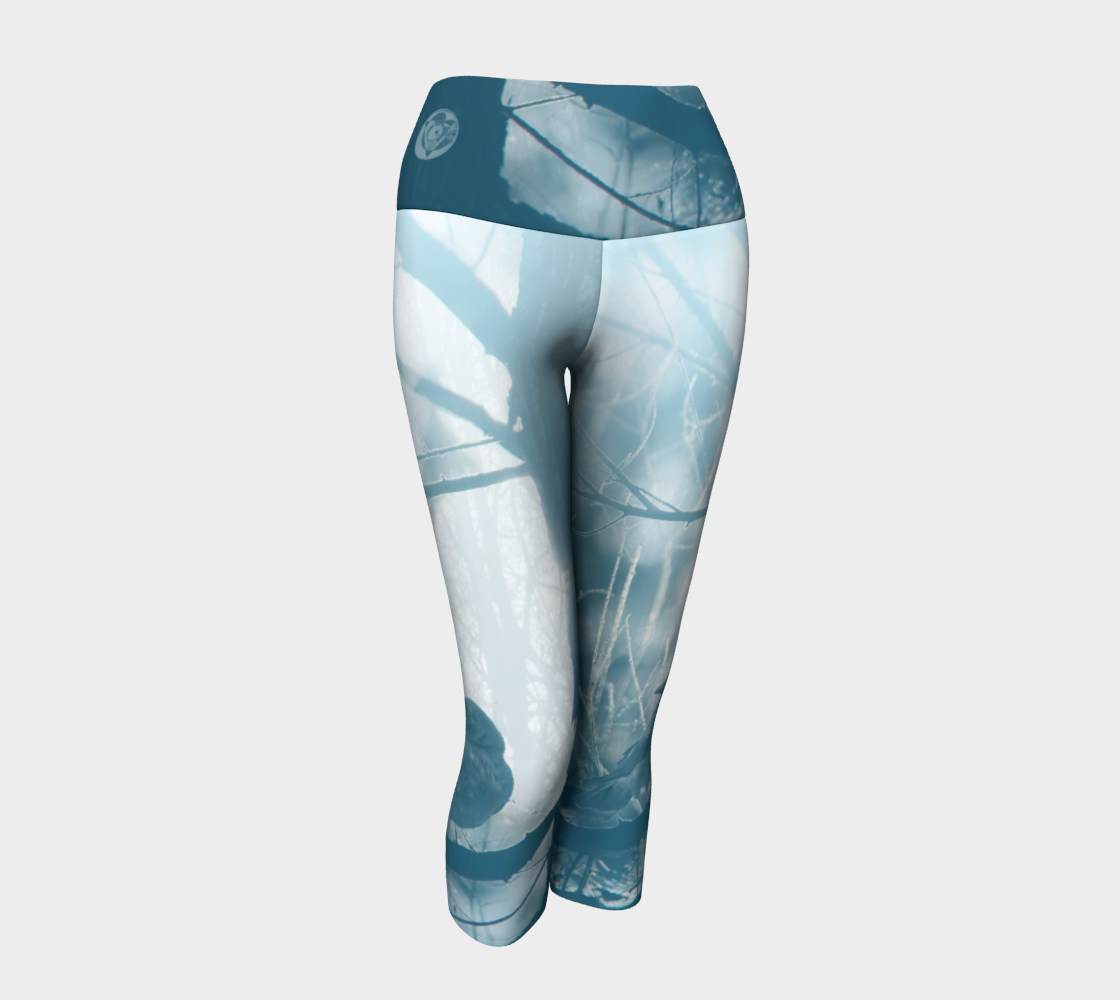 Crow Spirit Animal Yoga Capris (blue)