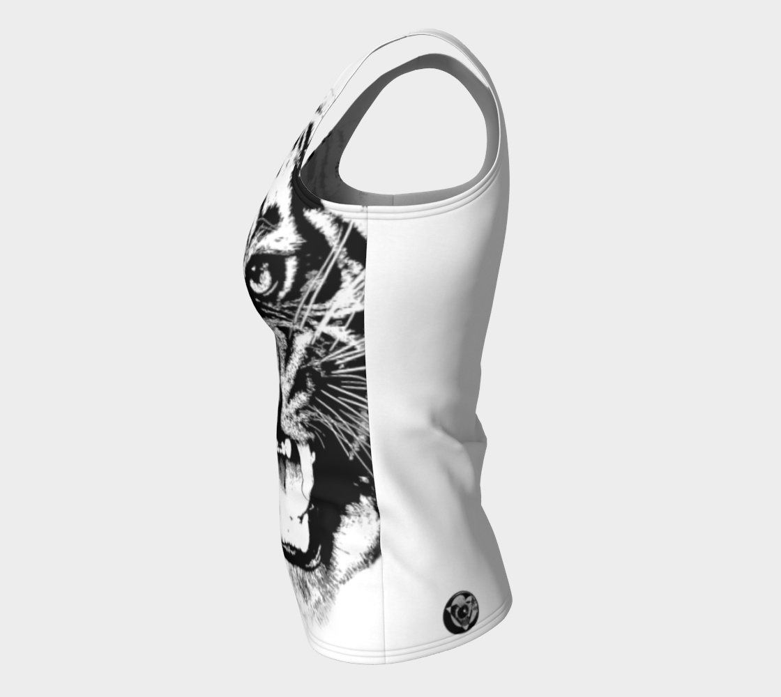 Tiger Roar Spirit Animal Long Tank Top (B&W)
