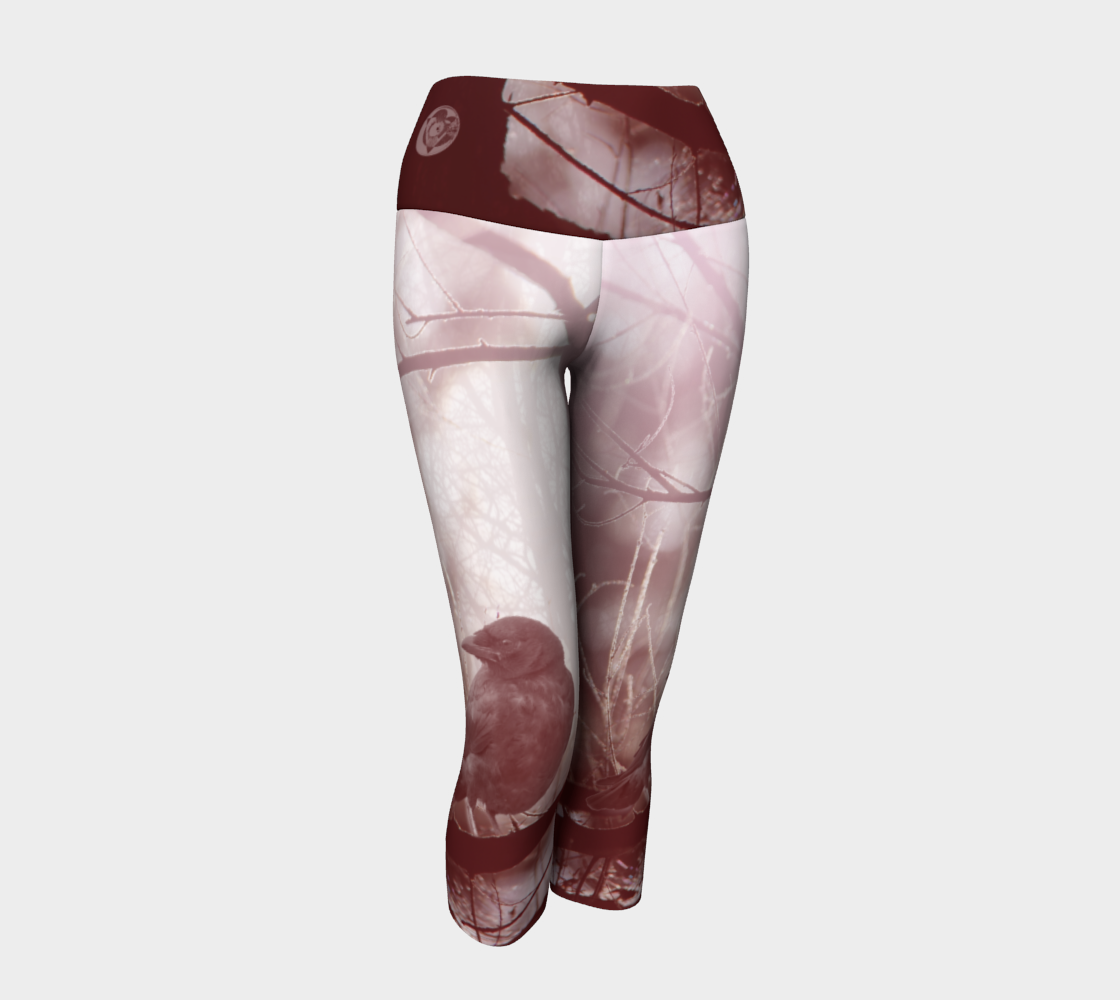 Crow Spirit Animal Yoga Capris (red)