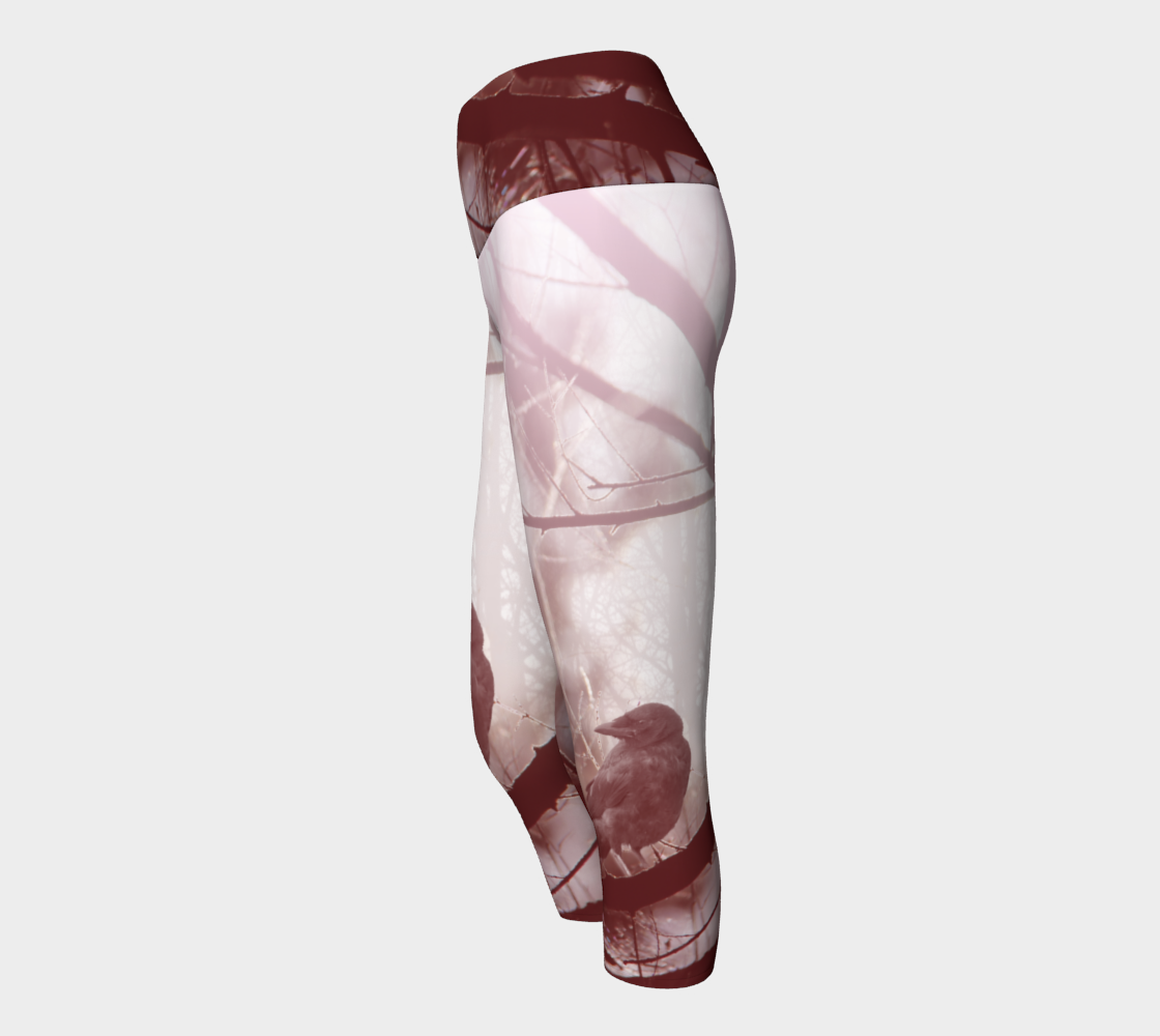 Crow Spirit Animal Yoga Capris (red)