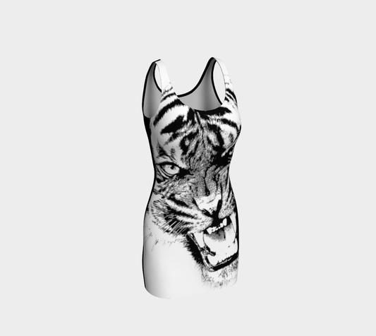 Tiger Roar Spirit Animal Dress (B&W)