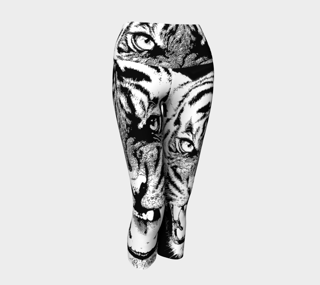 Tiger Roar Spirit Animal Yoga Leggings & Capris (B&W)