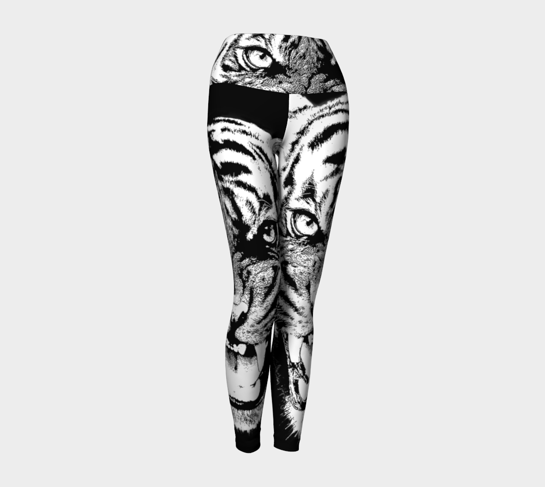 Tiger Roar Spirit Animal Yoga Leggings & Capris (B&W)