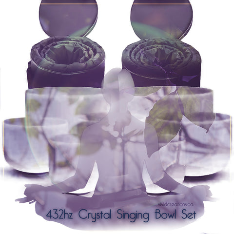 432hz Frequency Crystal Singing Bowls (Set of Seven 8" to 14")