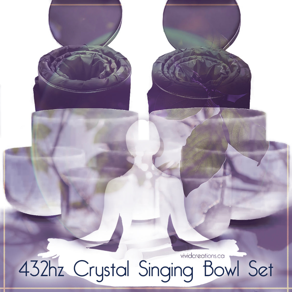 432hz Frequency Crystal Singing Bowls (Set of Seven 8" to 14")