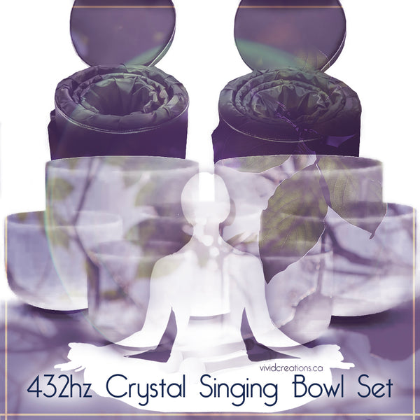 432hz Frequency Crystal Singing Bowls (Set of Seven 8" to 14")