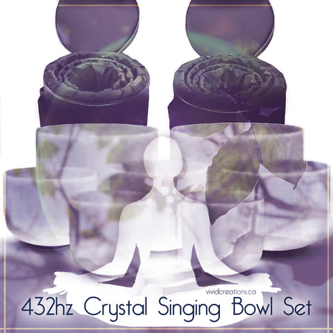 432hz Frequency Crystal Singing Bowls (Set of Seven 8" to 14")