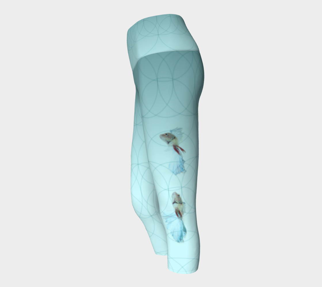 Swimming Betta Fish Spirit Animal Yoga Capris (turquoise)