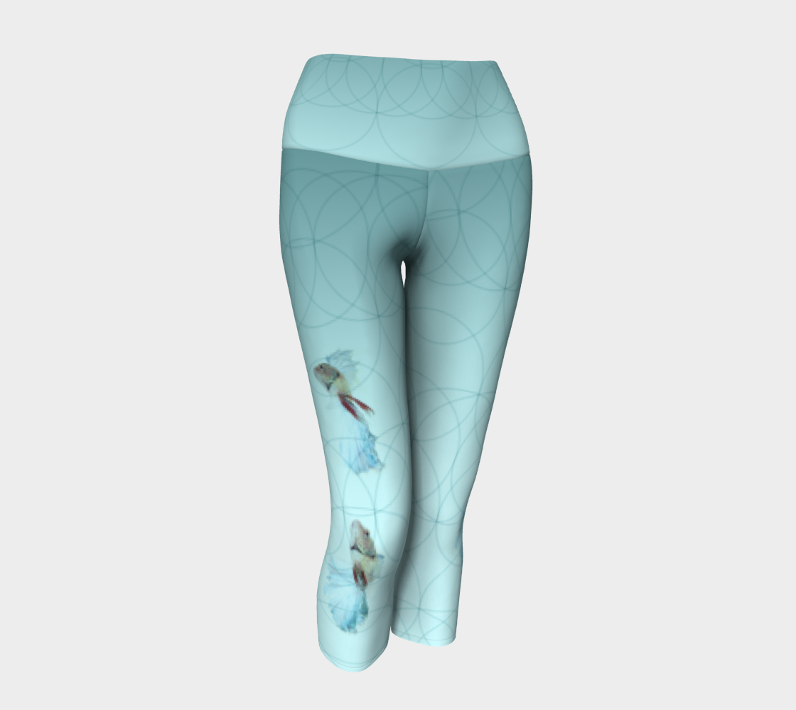 Swimming Betta Fish Spirit Animal Yoga Capris (turquoise)