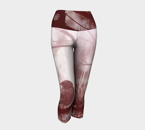 Crow Spirit Animal Yoga Capris (red)