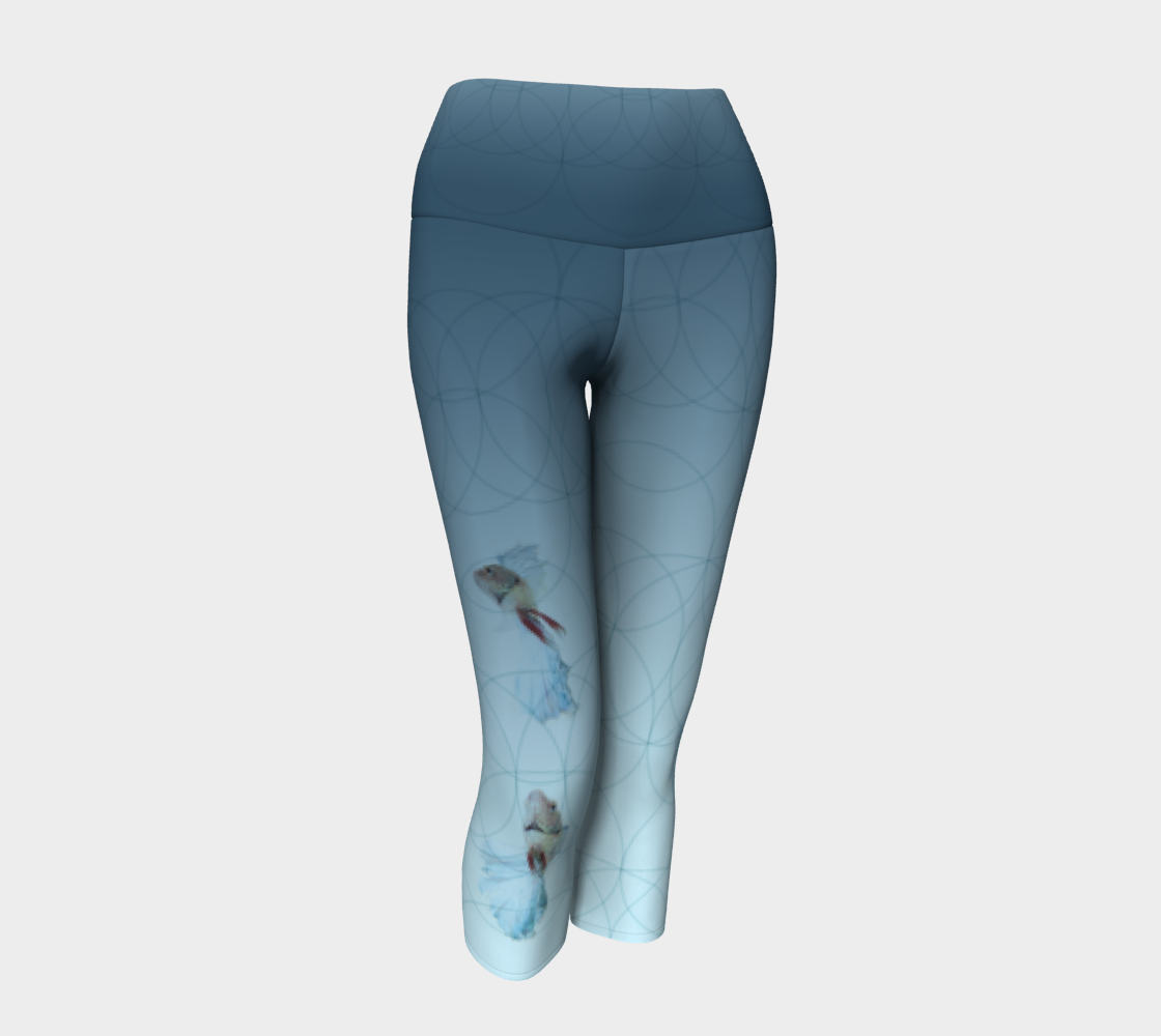 Swimming Fish Spirit Animal Yoga Capris (blue)