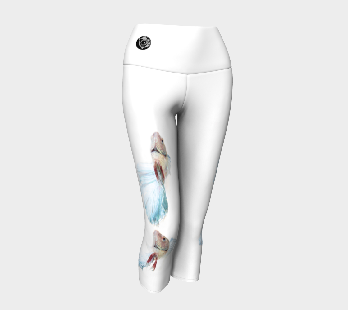 Swimming Betta Fish Spirit Animal Yoga Capris (white)