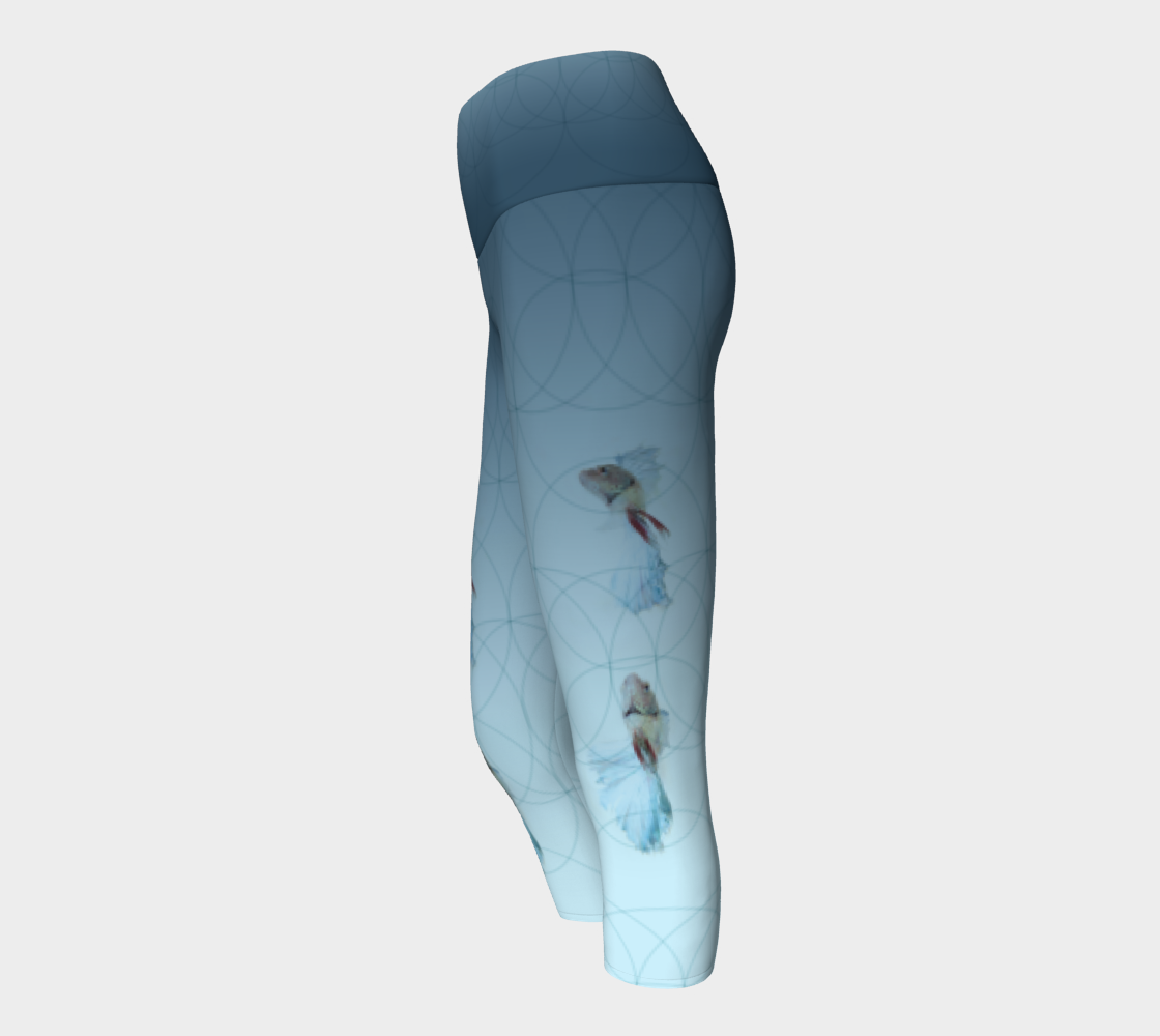 Swimming Fish Spirit Animal Yoga Capris (blue)