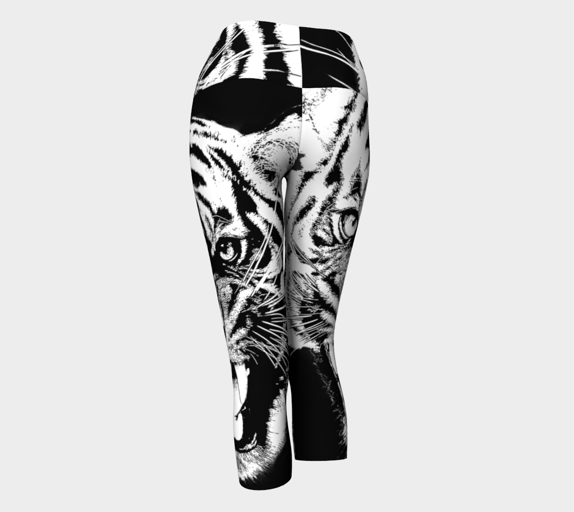 Tiger Roar Spirit Animal Yoga Leggings & Capris (B&W)