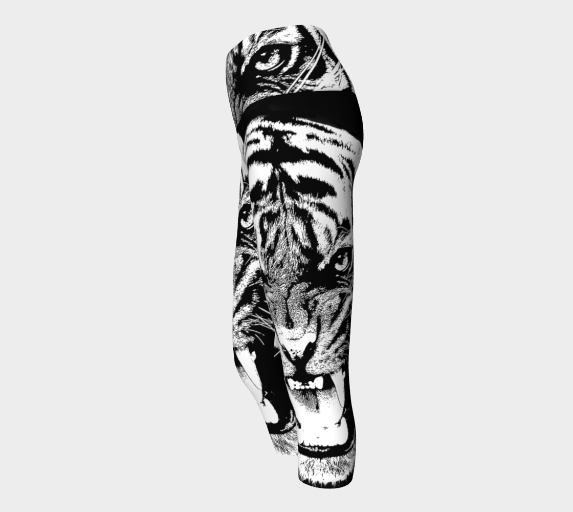 Tiger Roar Spirit Animal Yoga Leggings & Capris (B&W)