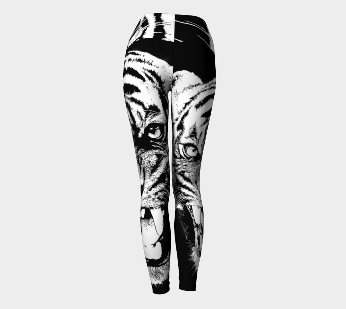 Tiger Roar Spirit Animal Yoga Leggings & Capris (B&W)