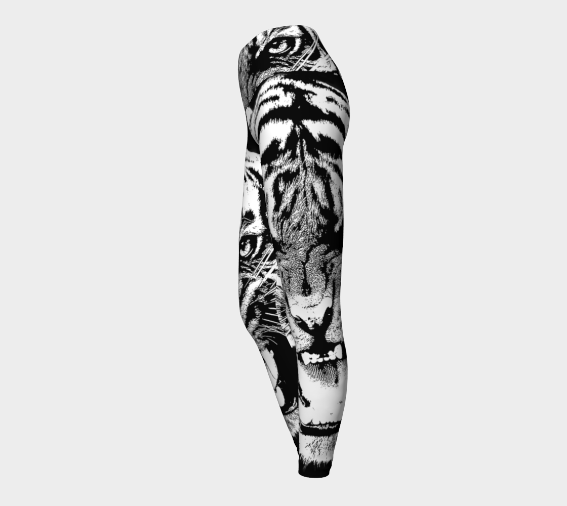 Tiger Roar Spirit Animal Yoga Leggings & Capris (B&W)